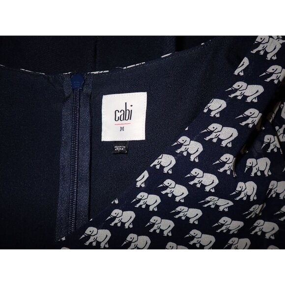 Cabi Top‎ Womens M Blue White Parade Elephant Print Lined Trendy Novelty Career - Picture 6 of 6